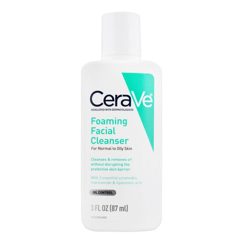 CeraVe foaming facial cleanser bottle on a white background