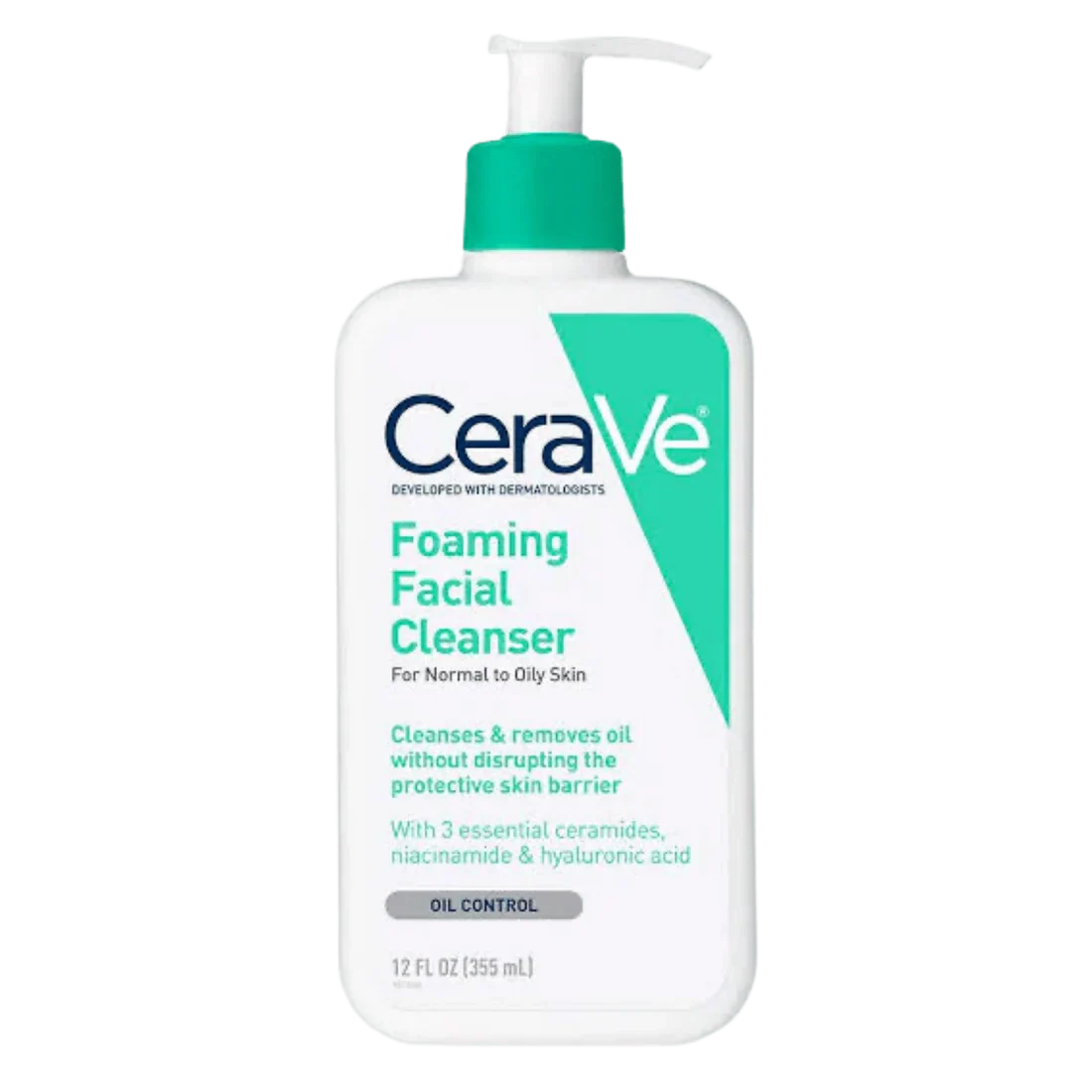 CeraVe foaming facial cleanser bottle on a white background
