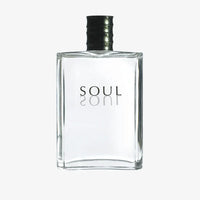 Clear perfume bottle labeled 'Soul' on a white background
