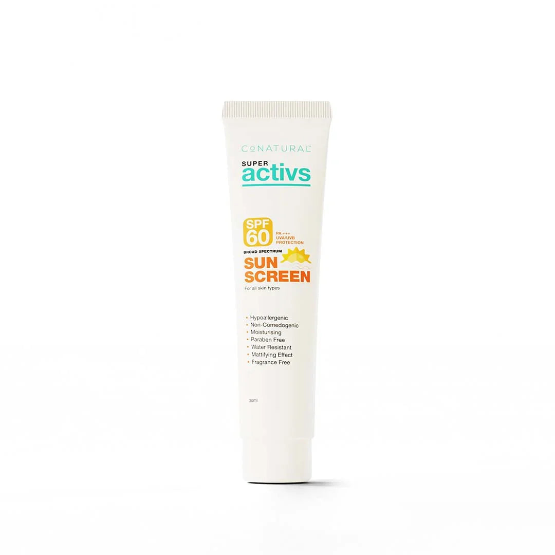 Super Actives sunscreen tube on a white background