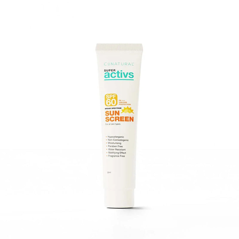 Super Actives sunscreen tube on a white background