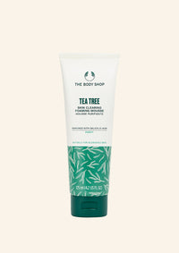 Tube of The Body Shop Tea Tree Skin Clearing Foaming Mousse on a white background